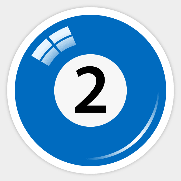 Number two 2 pool billiard ball Sticker by Mhea